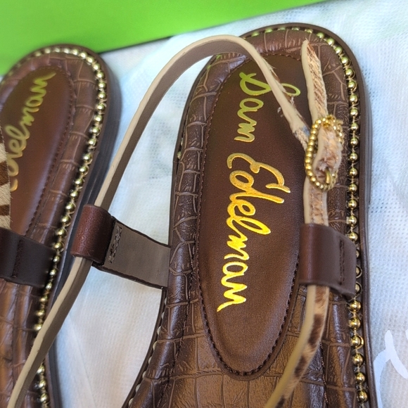 NEW Sam Edelman Tenly Toe Camel Zebra Brahama Hair Strap Sandals 8.5 - Picture 8 of 13